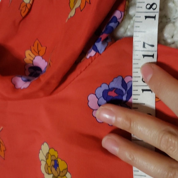 Vintage 80s lori ann red floral dress w/peter pan collar small - Picture 6 of 9